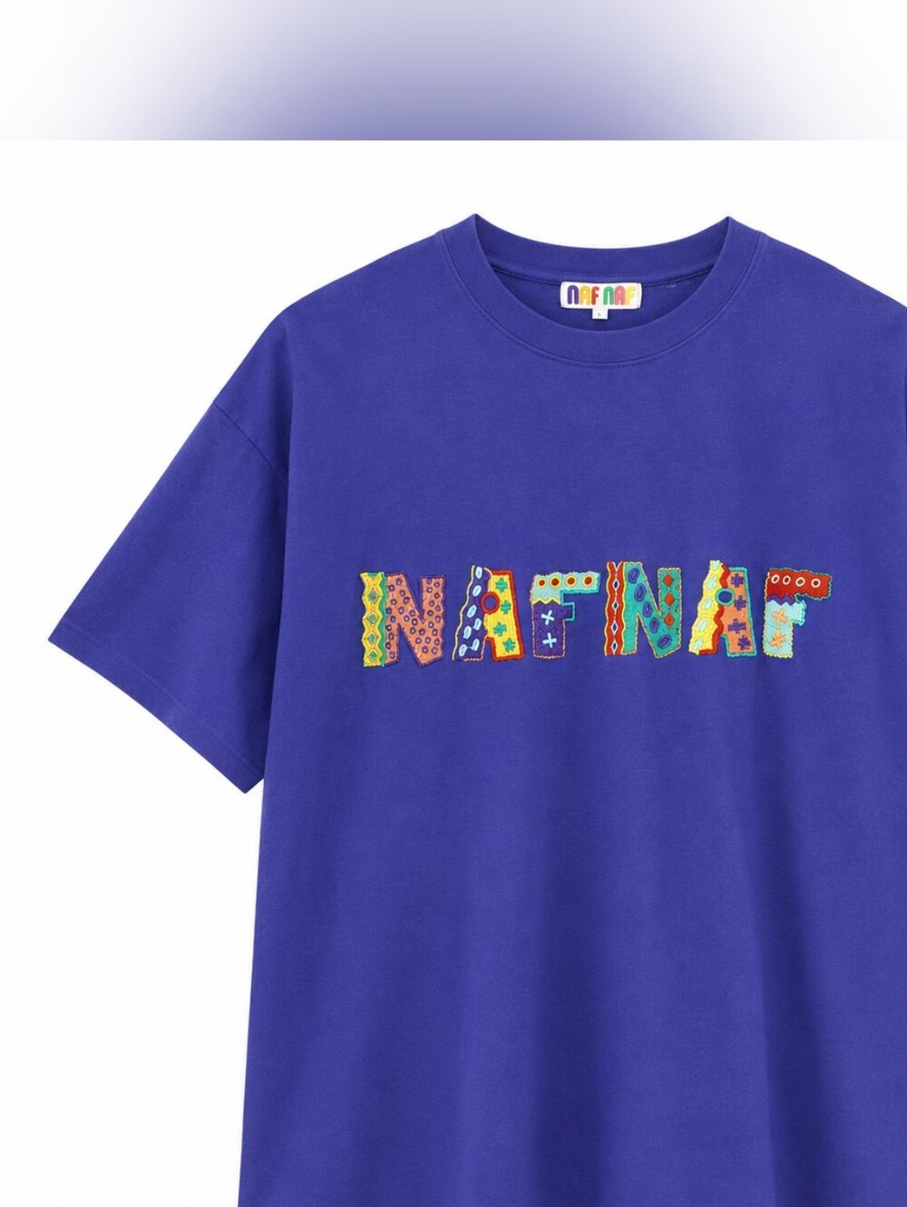 Naf Naf vintage spellout purple embroidered logo t-shirt size L